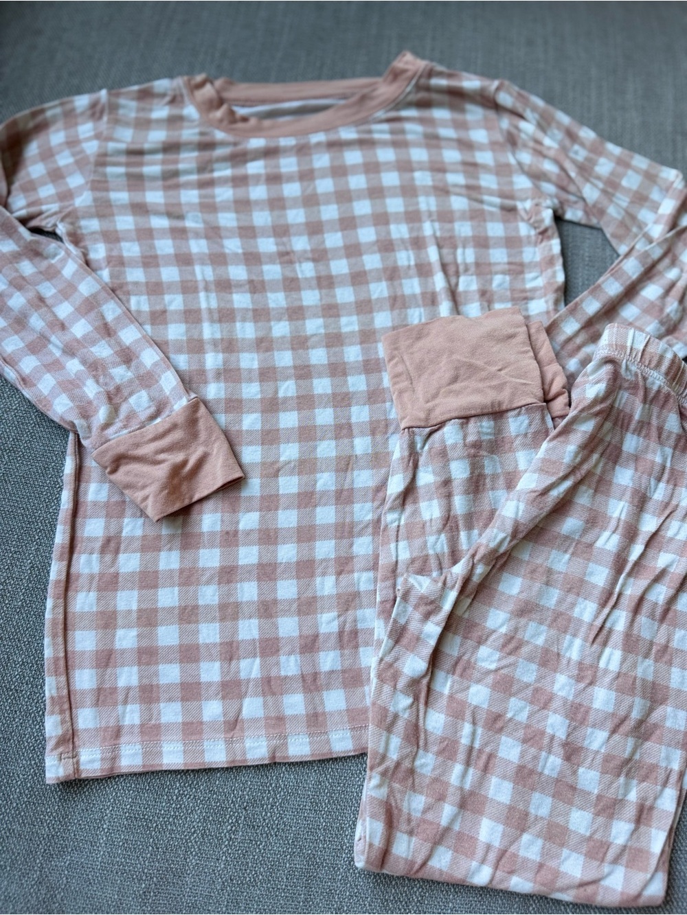 In My Jammers Girls Tan Gingham Long-Sleeve Pajama Set